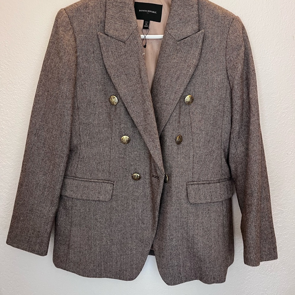 Banana Republic Taupe Double-Breasted Blazer